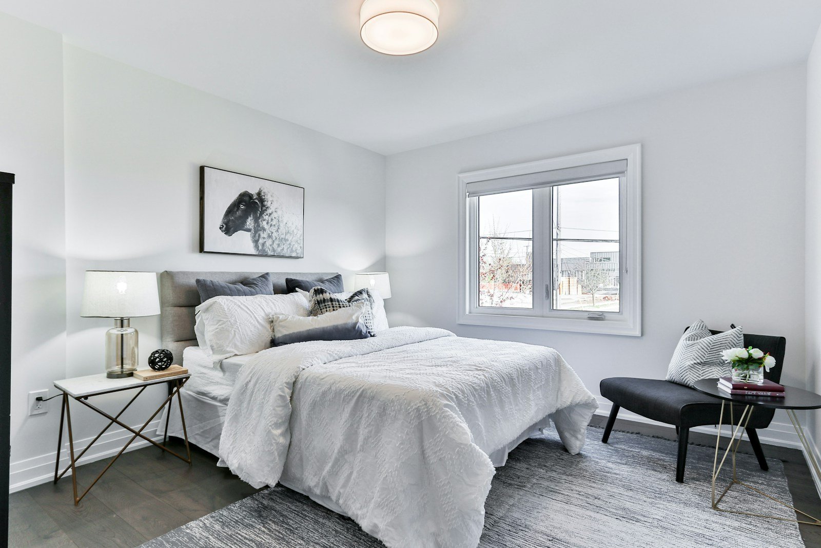 Child bedroom with a tidy bed, shelving and practical storage