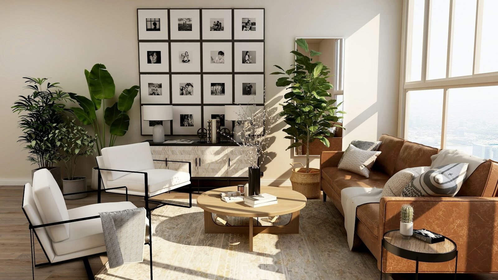 garden sofa arranged on a paved patio with plants