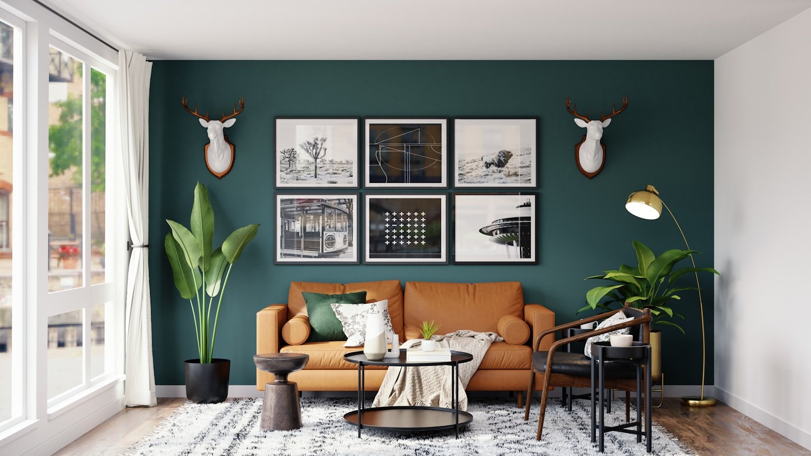 carefully styled home accessories on a console table