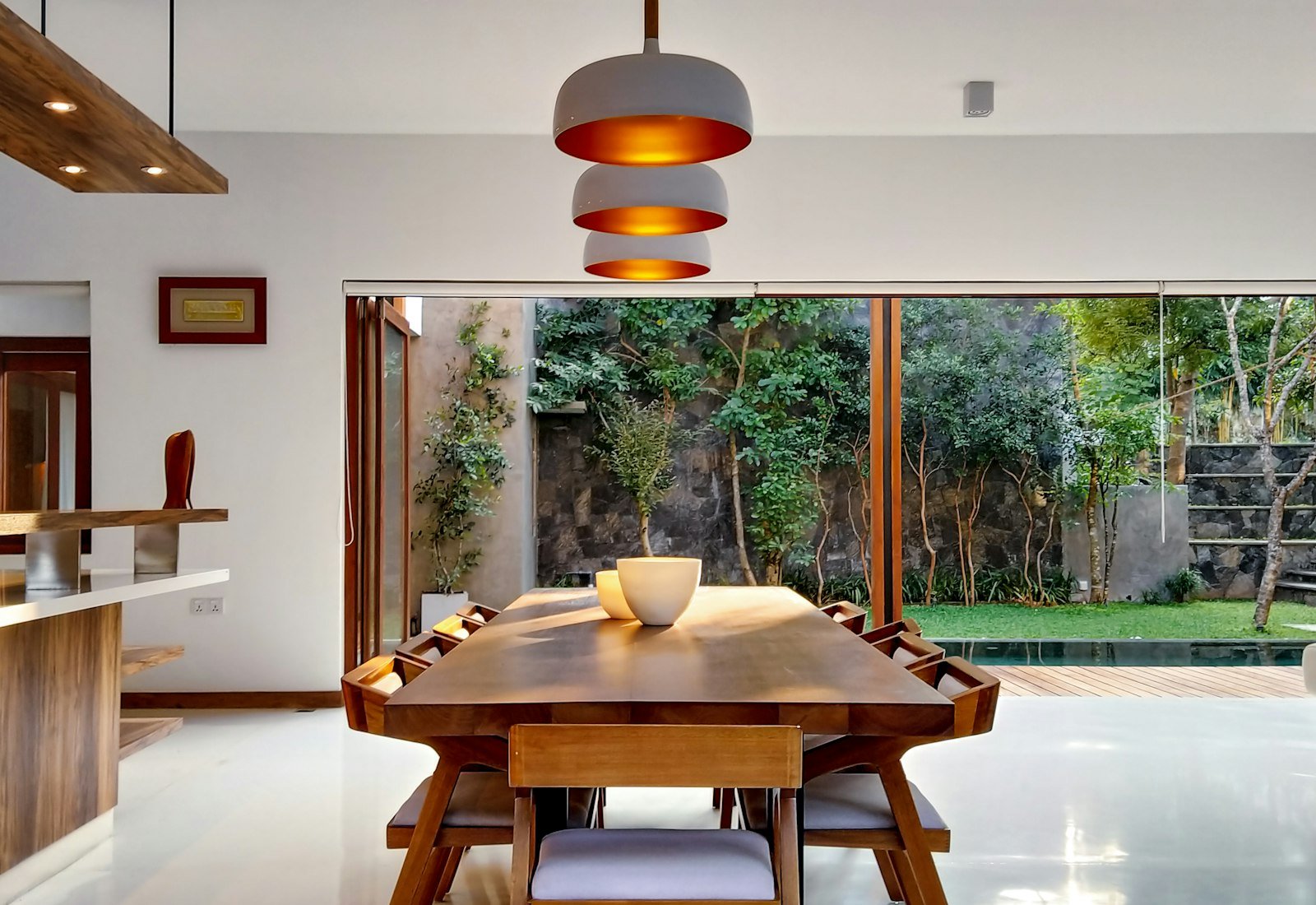 Japandi style UK living room with wooden coffee table and neutral sofa