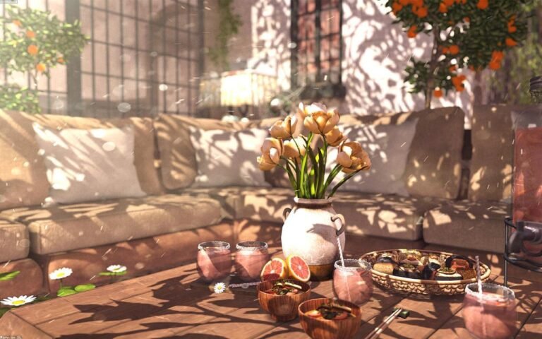 outdoor coffee table arranged in a practical UK setting
