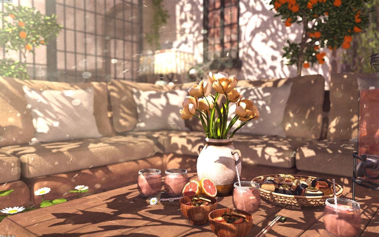 outdoor coffee table arranged in a practical UK setting