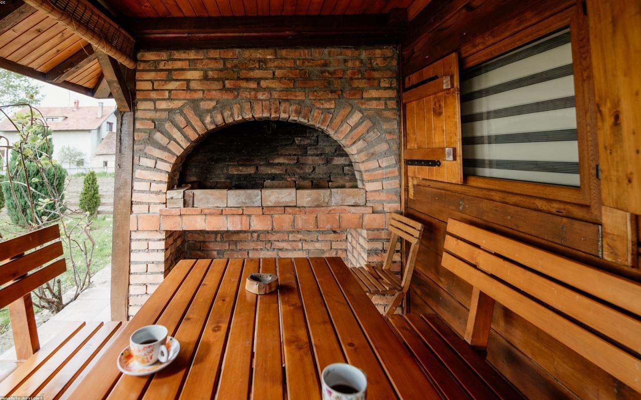 rugged dining table arranged in a practical UK setting