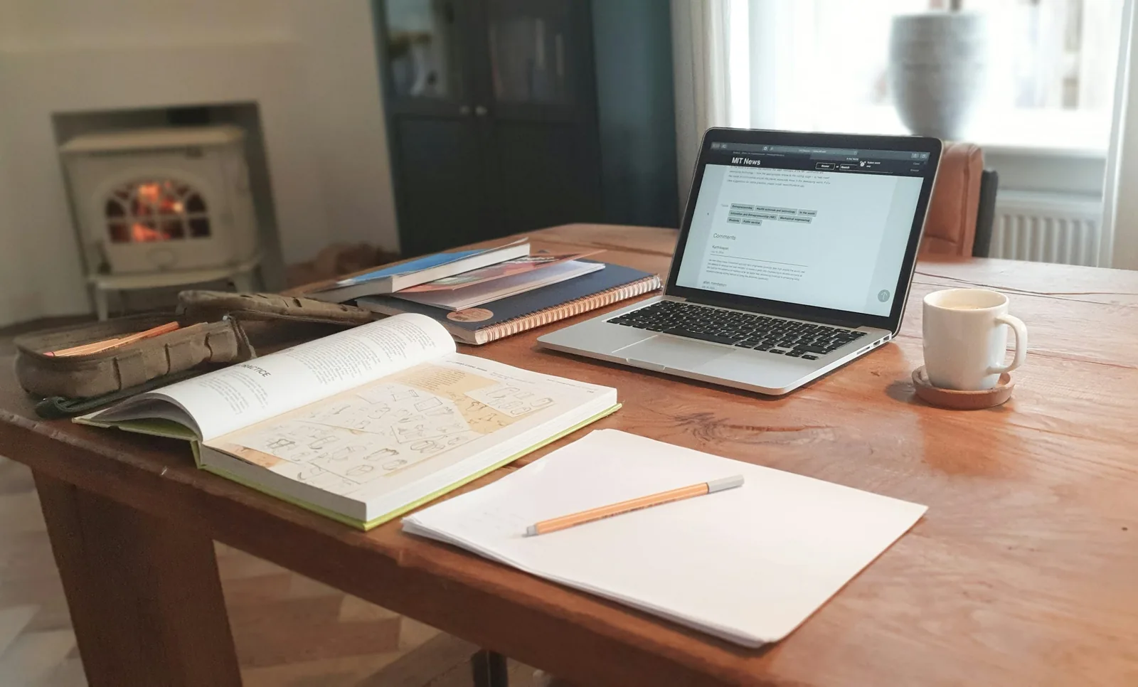 Small desk arranged as a focused home workspace